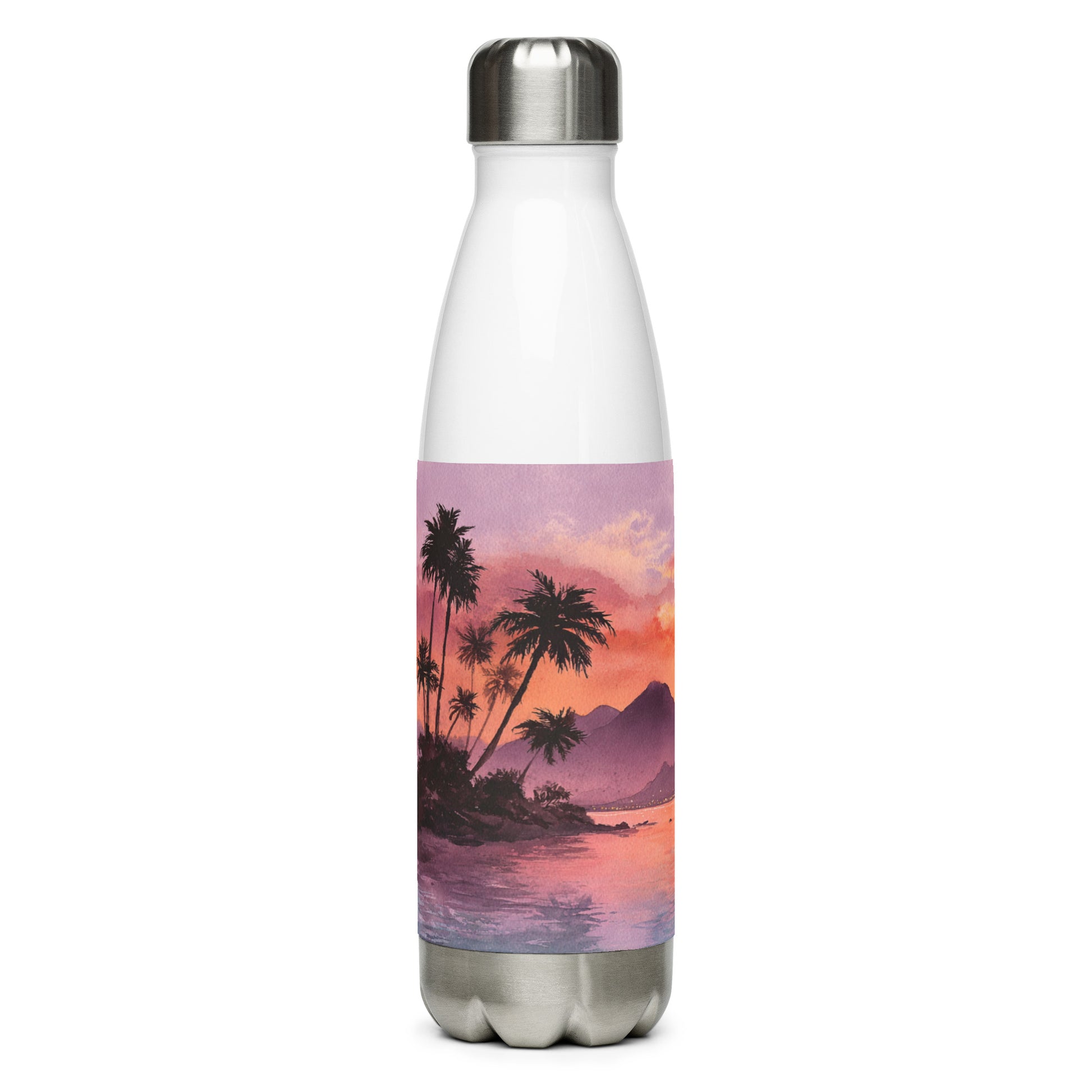 Bouteille isotherme "SUNSET ISLAND" - 500ml - Blanc ou Noir - French Bazar - 3596770_16030