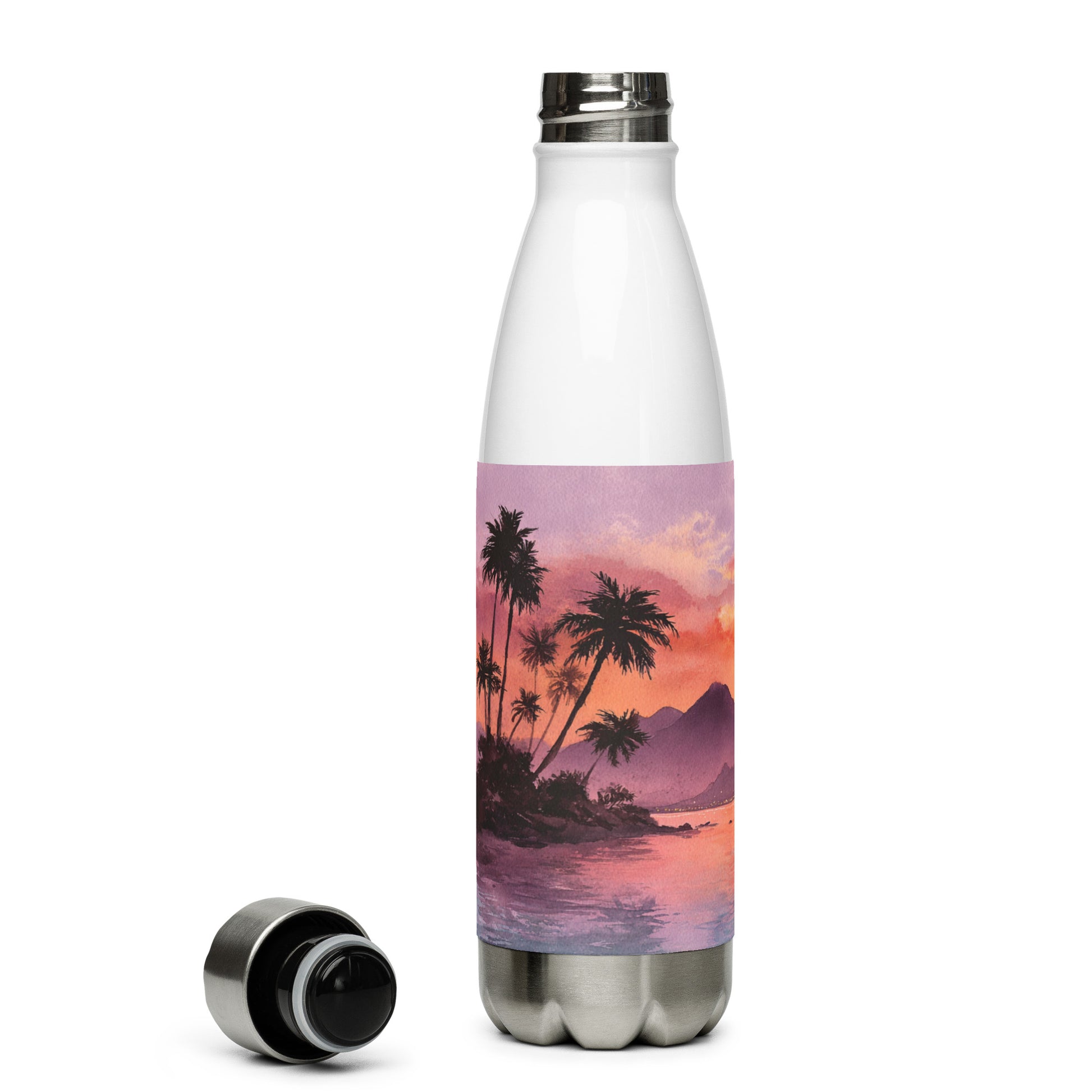 Bouteille isotherme "SUNSET ISLAND" - 500ml - Blanc ou Noir - French Bazar - 3596770_16030