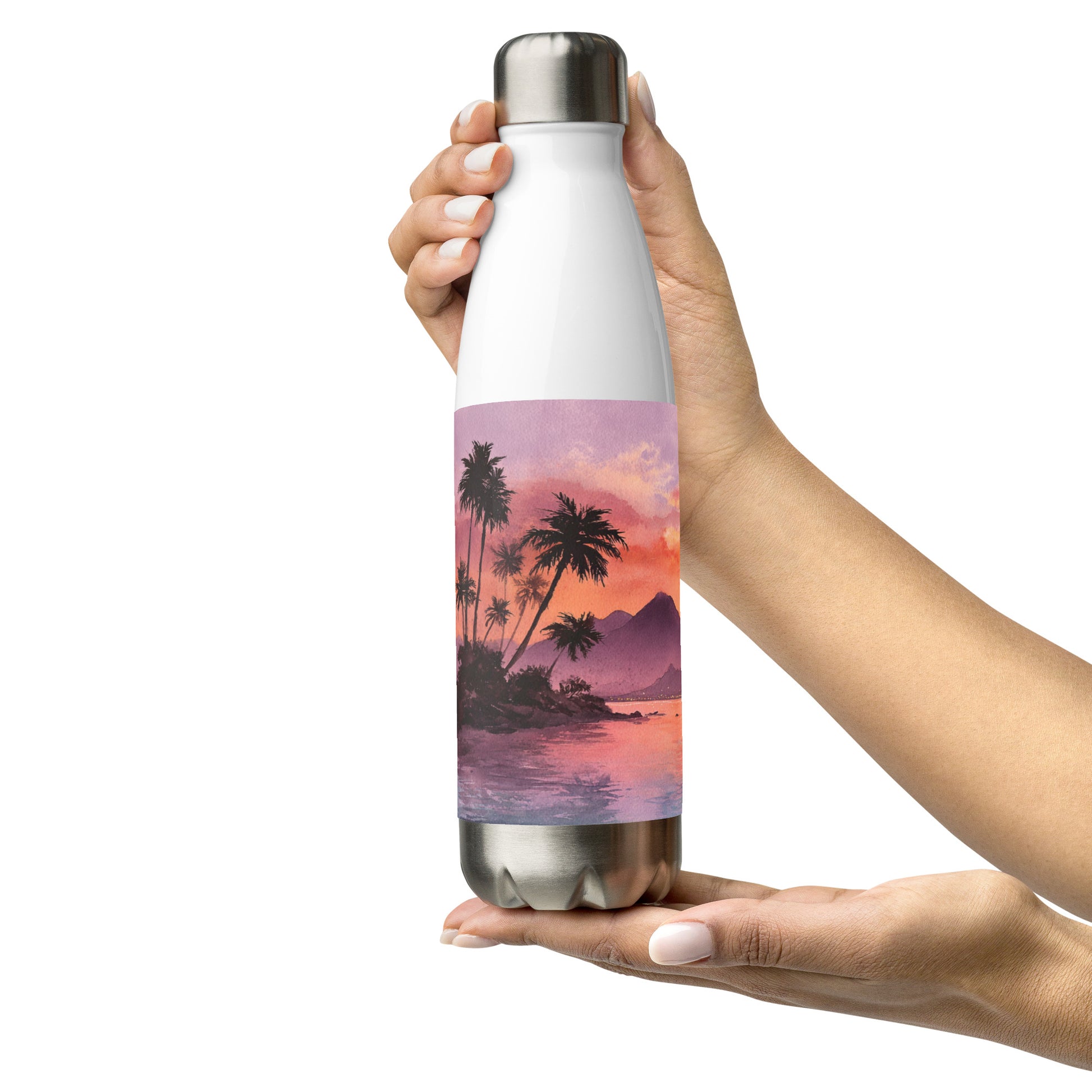 Bouteille isotherme "SUNSET ISLAND" - 500ml - Blanc ou Noir - French Bazar - 3596770_16030