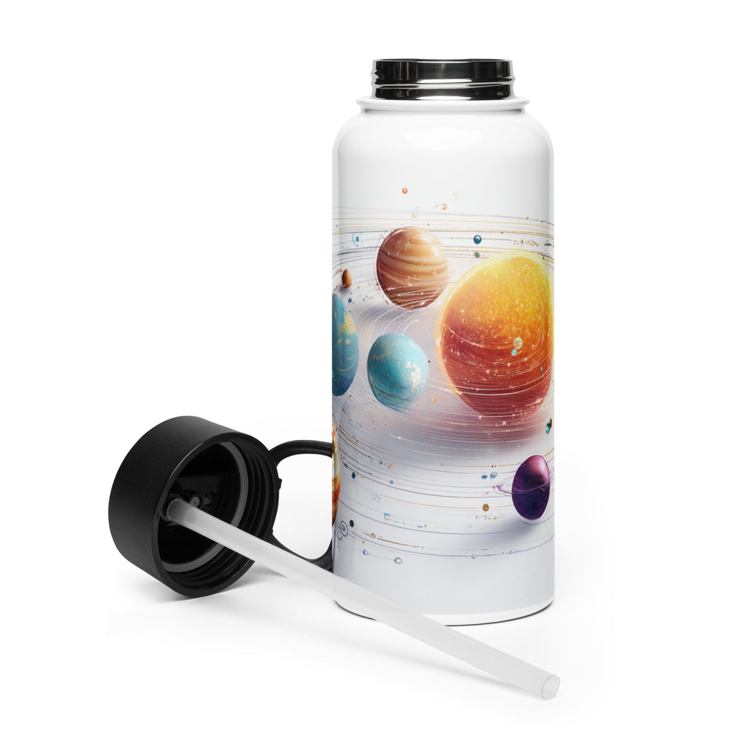 Bouteille isotherme XL avec paille "SYSTÈME SOLAIRE" - 950ml