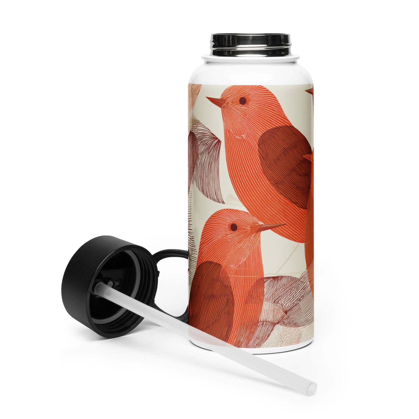 Bouteille isotherme XL avec paille "RED BIRDS" - 950ml