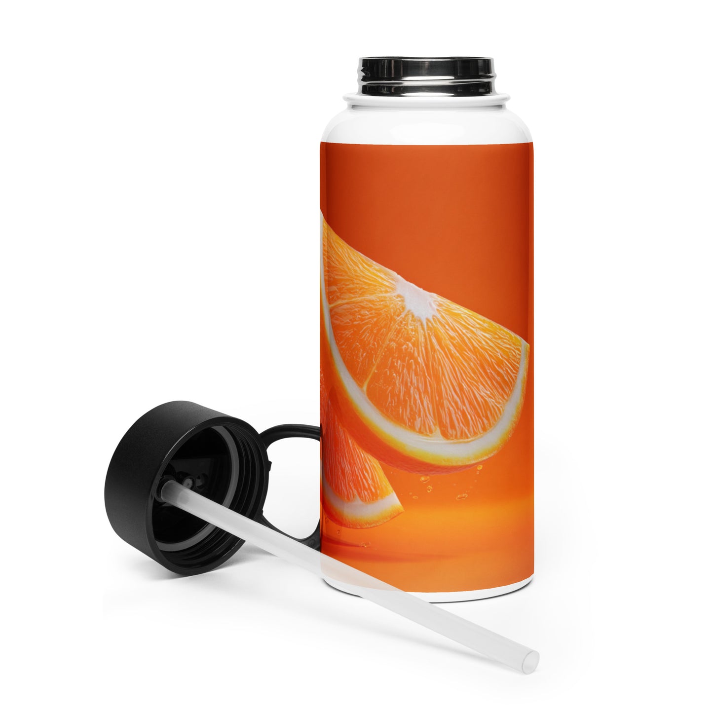 Bouteille isotherme XL avec paille "ORANGE" - 950ml