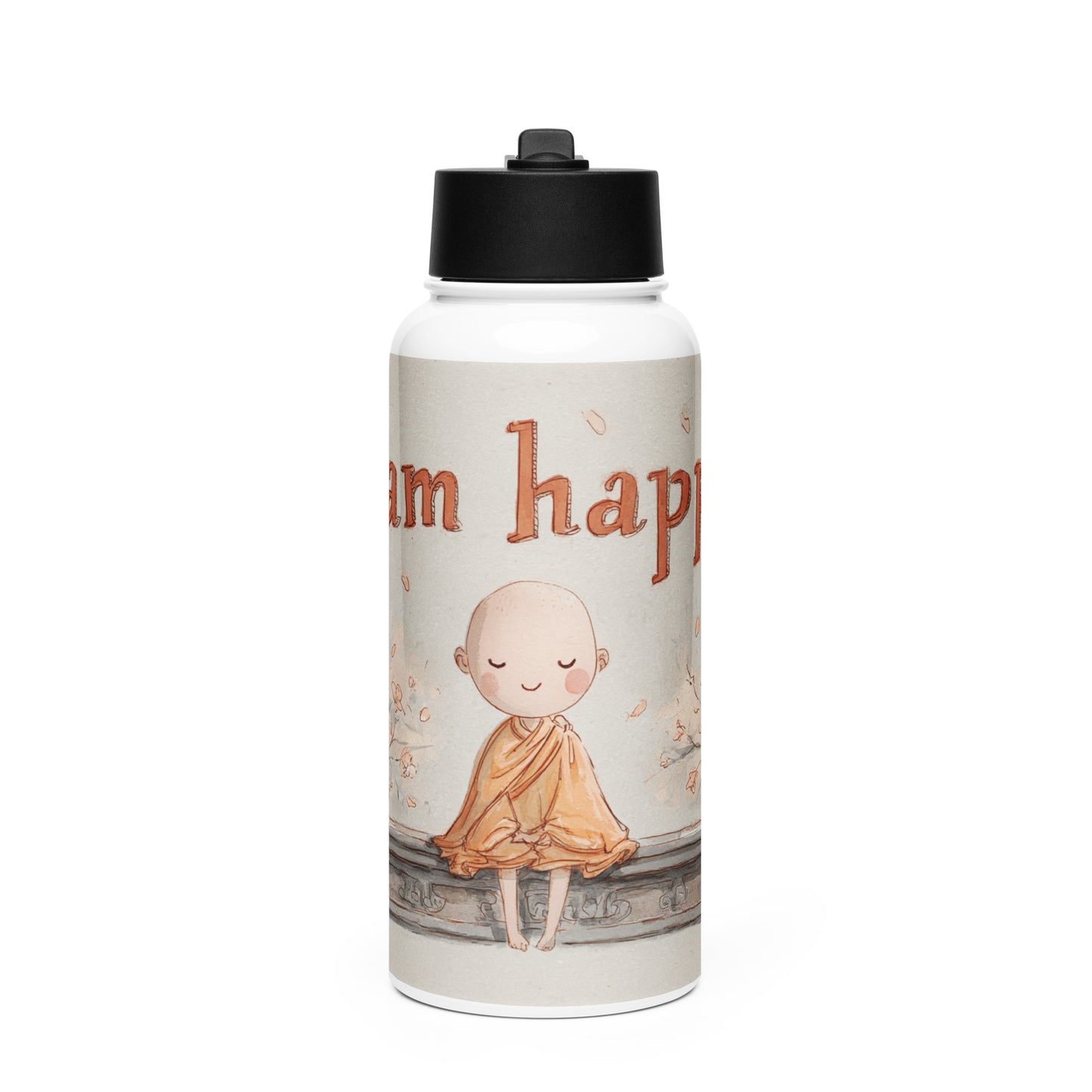 Bouteille isotherme XL avec paille "ZEN AND HAPPY" - 950ml - French Bazar - 4047070_20175