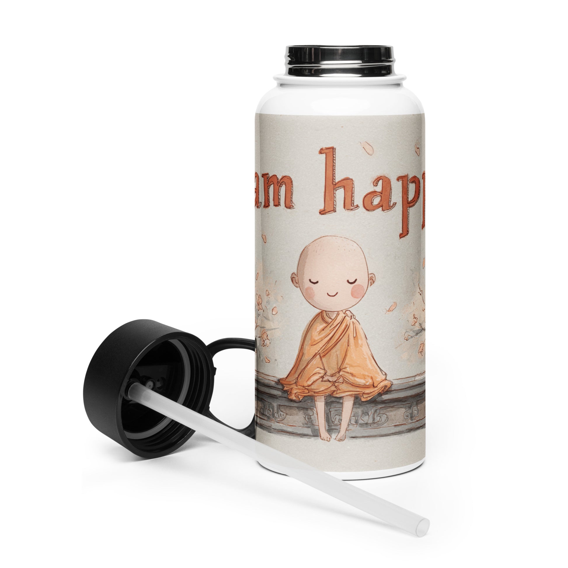 Bouteille isotherme XL avec paille "ZEN AND HAPPY" - 950ml - French Bazar - 4047070_20175