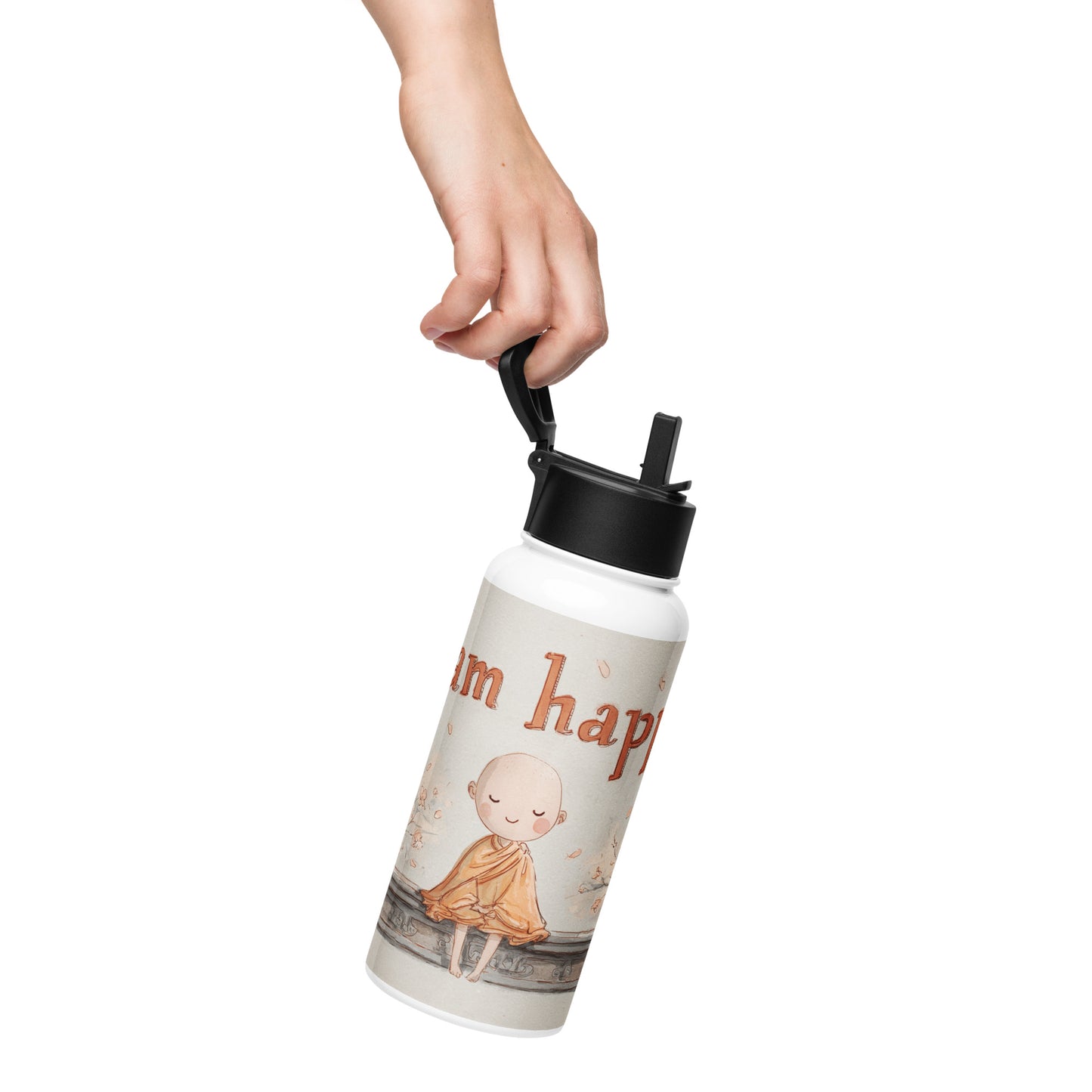 Bouteille isotherme XL avec paille "ZEN AND HAPPY" - 950ml - French Bazar - 4047070_20175