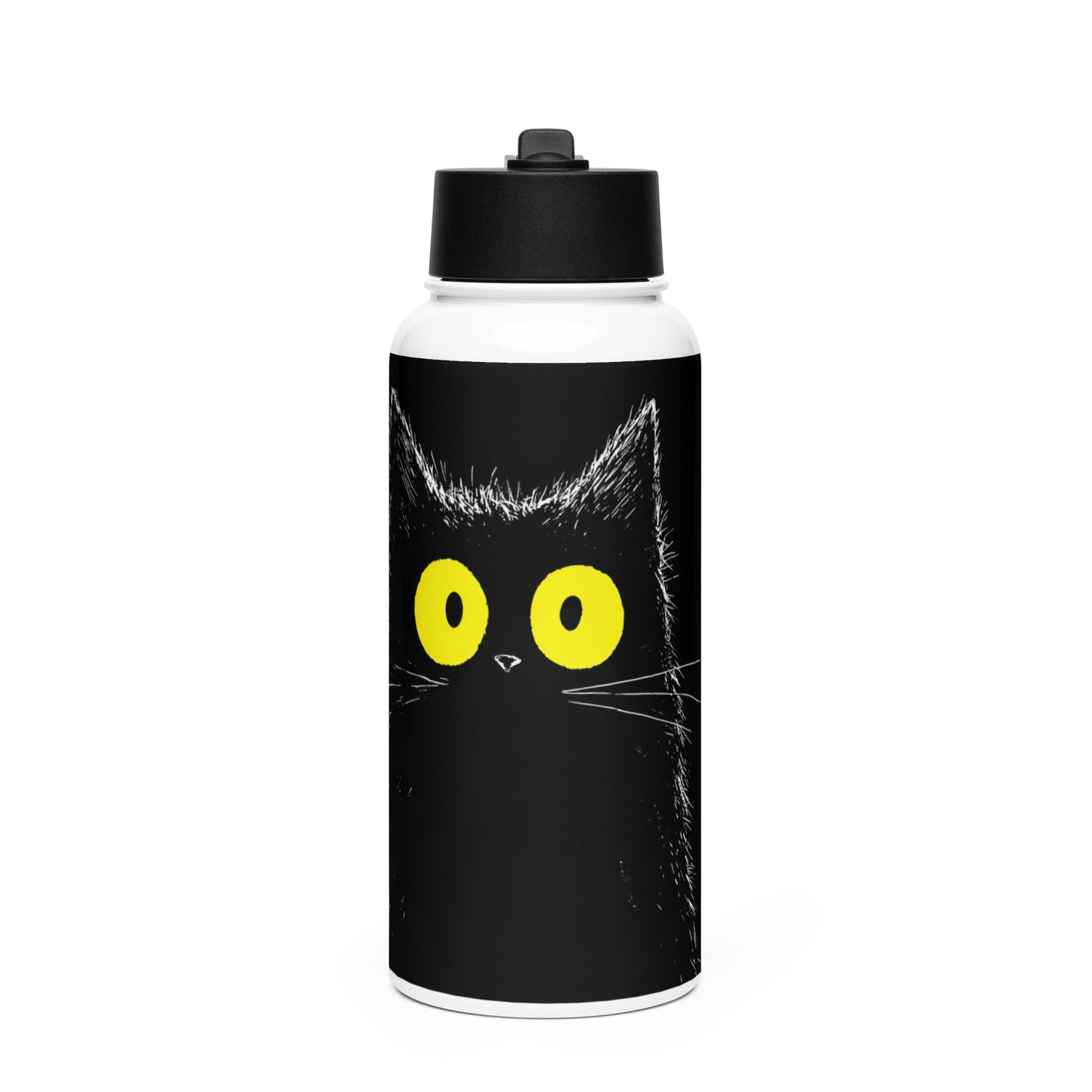 Bouteille isotherme XL avec paille "YELLOW EYES CAT" - 950ml - French Bazar - 4080049_20175
