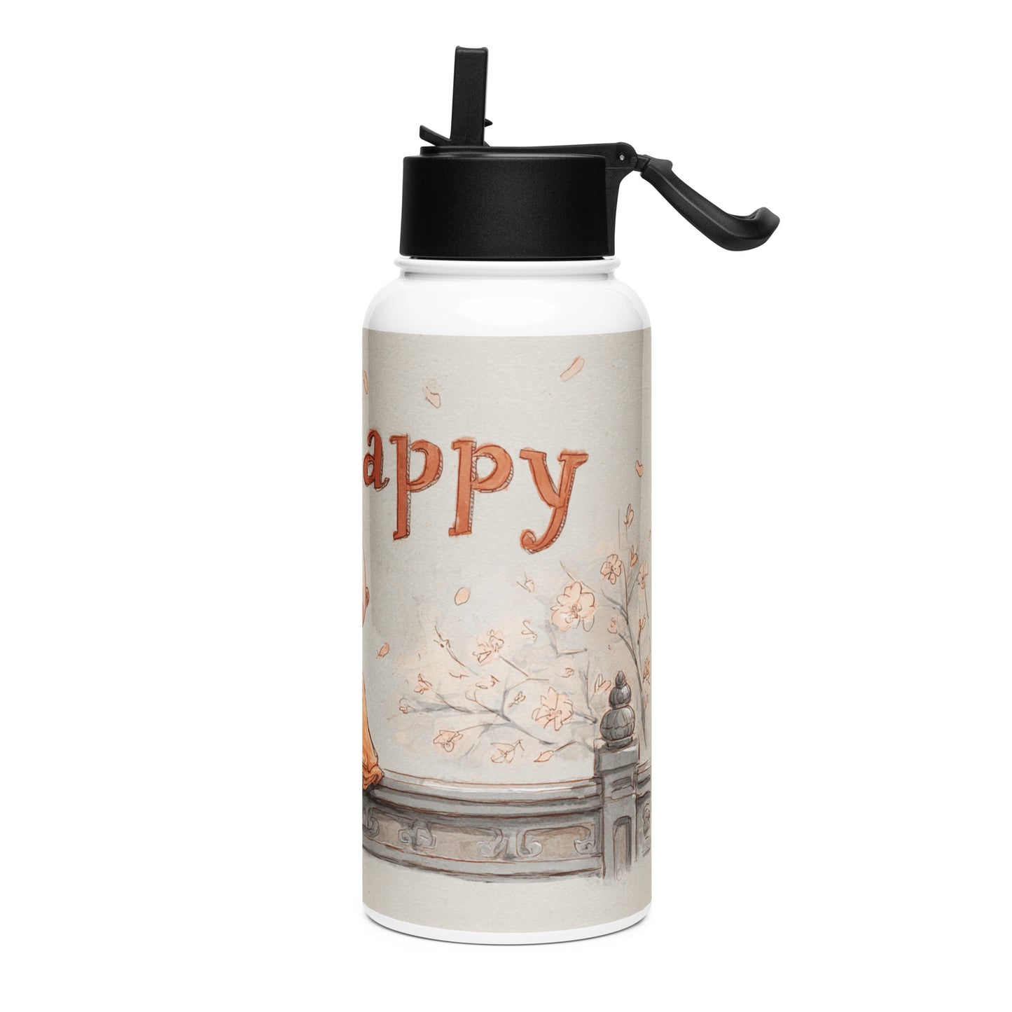 Bouteille isotherme XL avec paille "ZEN AND HAPPY" - 950ml - French Bazar - 4047070_20175