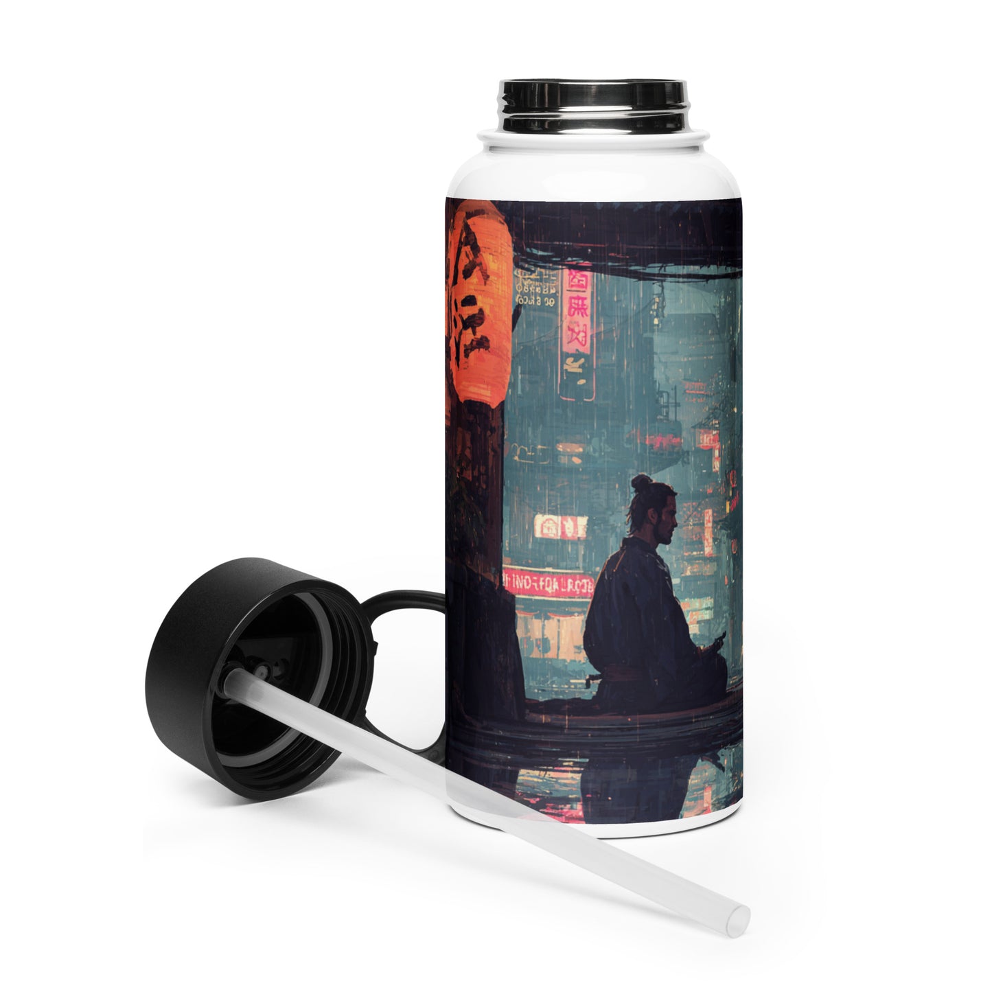 Bouteille isotherme XL avec paille "TOKYO NIGHT" - 950ml