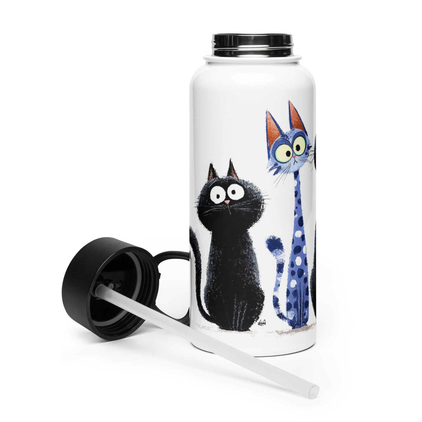 Bouteille isotherme XL avec paille "FUNNY CATS" - 950ml - French Bazar - 4170639_20175